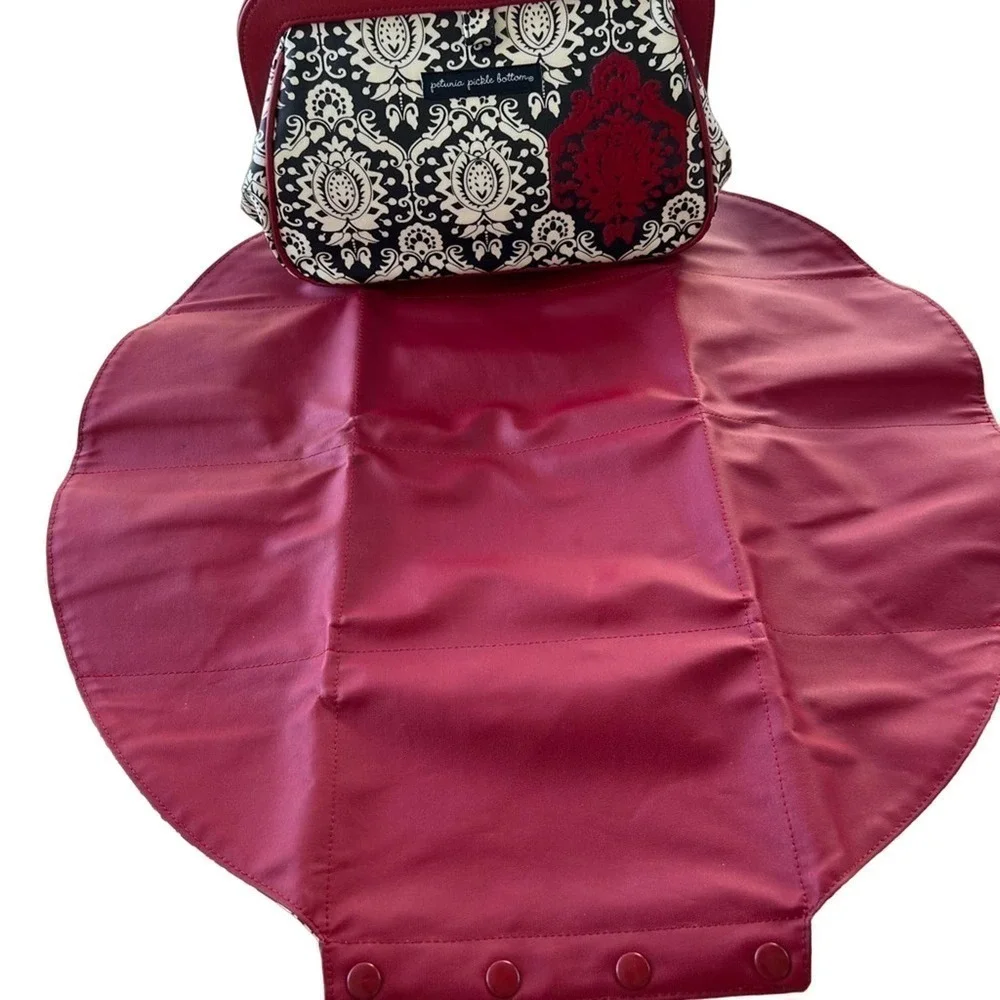 PETUNIA PICKLE BOTTOM red and black diaper changing clutch bag